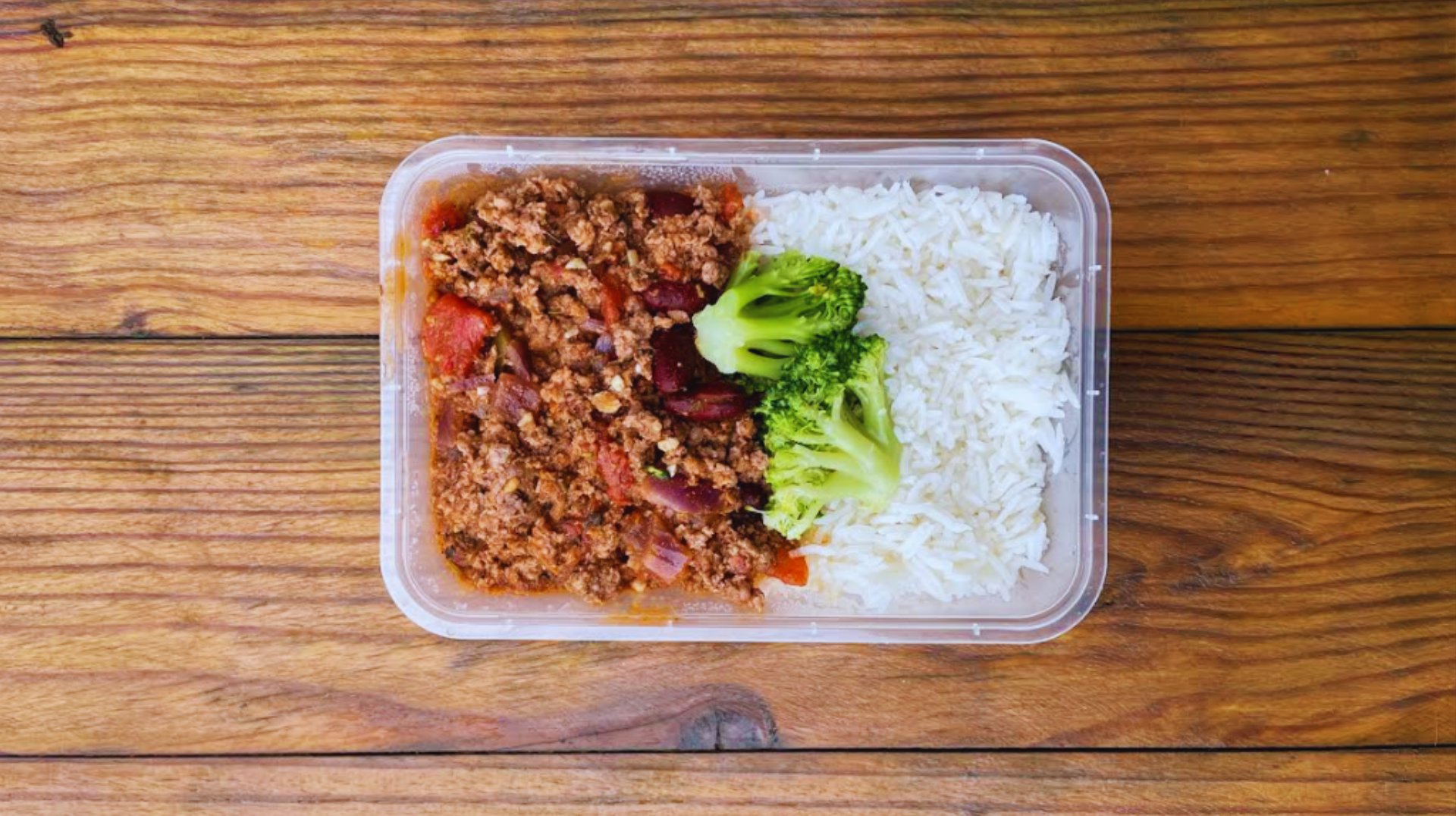 Beef Chilli, Rice and Broccoli