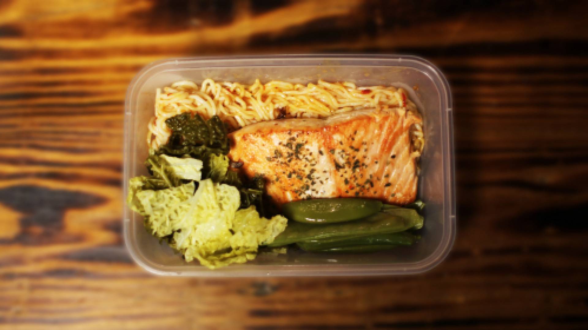 Sweet Chilli Salmon, Protein Noodles and Greens