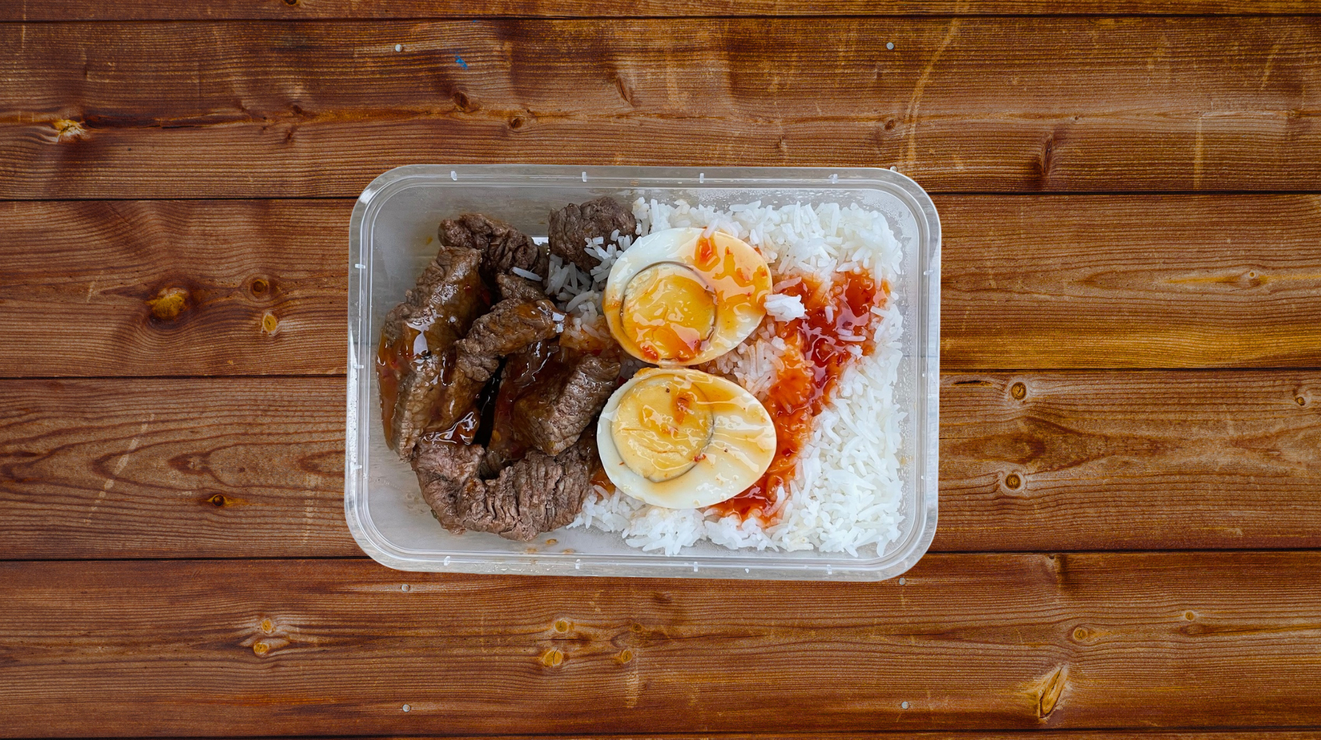 Sweet Chilli Steak, Rice and Egg